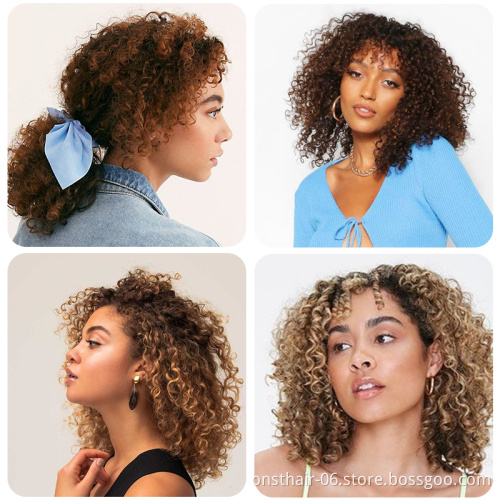 Headband Wig Afro American Wigs Blonde Synthetic Heat Resistant Wigs with Bangs for Black Mixed Short Kinky Curly Women Brown
